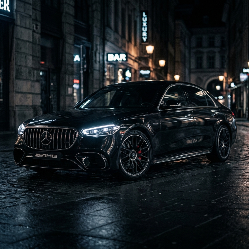 Cinematic black luxury car banner for QUVEX Our Story